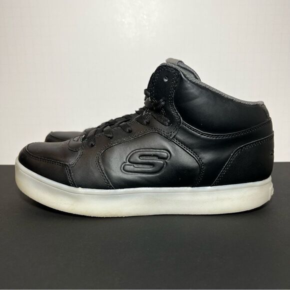 Boys SKECHERS Energy Lights Black Lace Up Sneakers / Size 6 - Picture 4 of 11